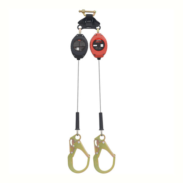 [FP-UFS314006LD] 8.5' Dual Leading Edge (LE) Rated SRL with swivel rebar hooks at anchorage end, other end dorsal connector shock pack assembly