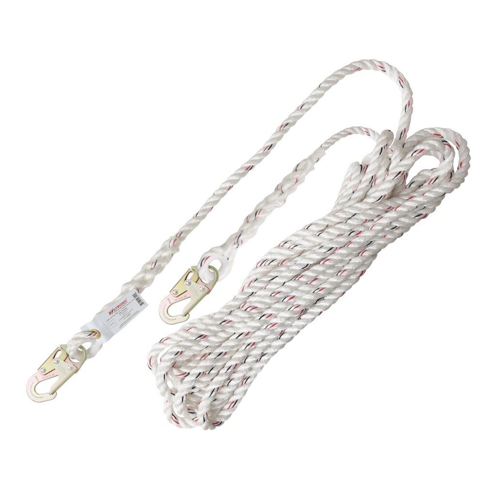 [FP-UFR210200] 200 ft. Vertical White Polydac Rope Lifeline with Snap Hooks at Both Ends