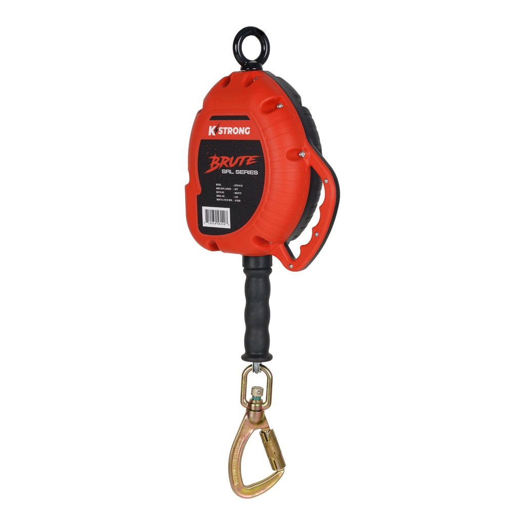 [FP-UFS310130] 30' Galvanized Steel Cable SRL, swivel eye at anchorage end, other end load indicator swivel carabiner. Includes installation carabiner and tagline