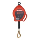 [FP-UFS310150] 50' Galvanized Steel Cable SRL, swivel eye at anchorage end, other end load indicator swivel carabiner. Includes installation carabiner and tagline