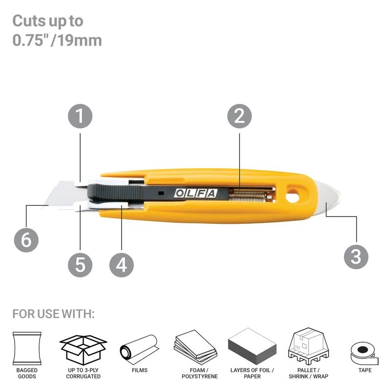 OLFA SK-9 Semi-Auto Self-Retracting Safety Knife w/ Pick