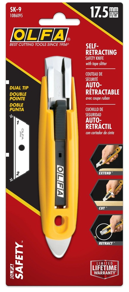 OLFA SK-9 Semi-Auto Self-Retracting Safety Knife w/ Pick