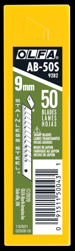 [IP-AB-S] OLFA 9mm AB-S Stainless Steel Snap Blades - 10 or 50 PackPacks (copy)