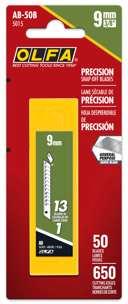 [IP-AB-B] OLFA 9mm AB Silver Snap Blades - 5, 10 or 50 Pack