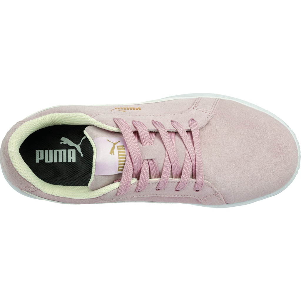 PUMA® Safety Iconic Suede Pink Womens LOW Composite Toe Impact Resistant Toe Cap, Static Dissipating safety, Slip Resistant, Safety Shoes