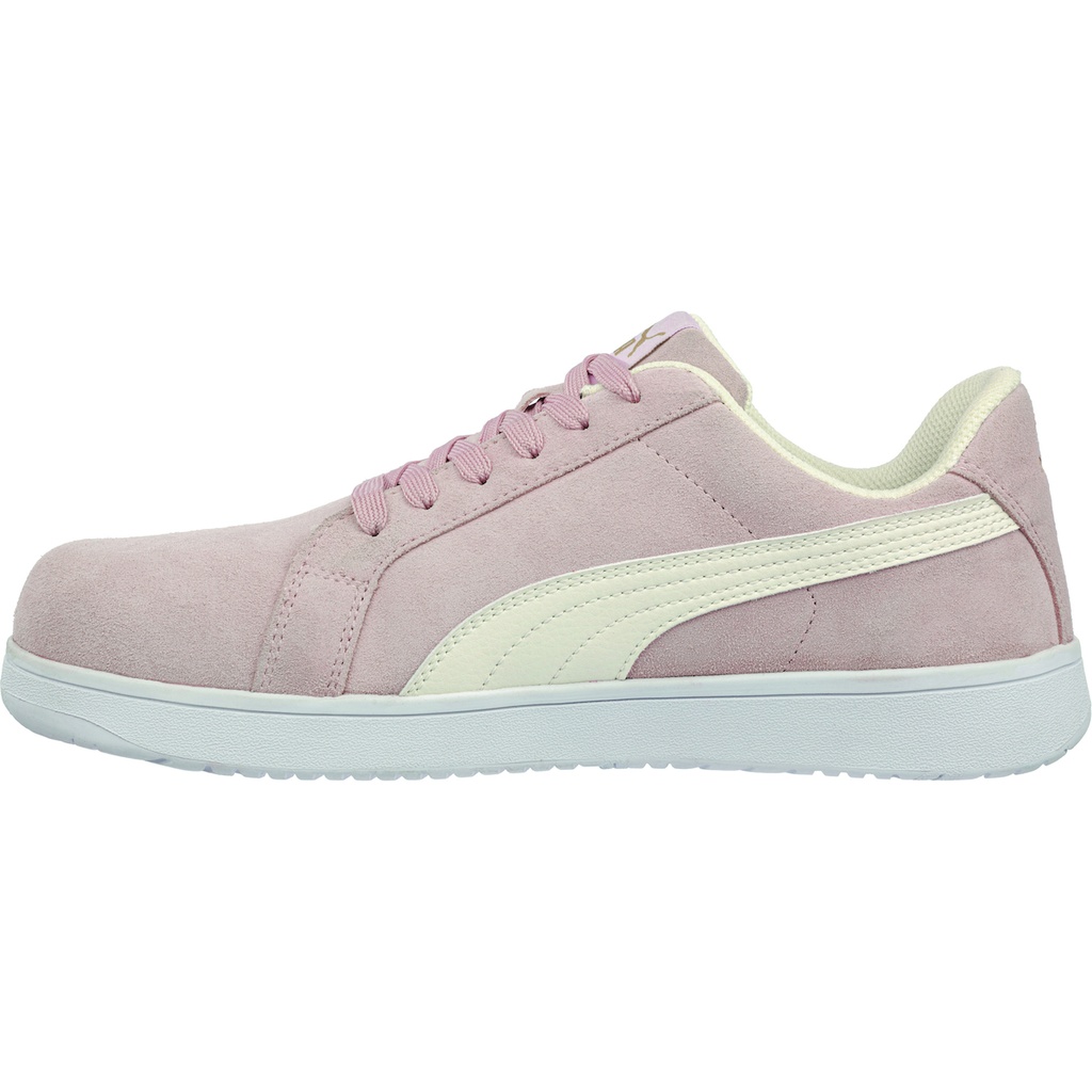 PUMA® Safety Iconic Suede Pink Womens LOW Composite Toe Impact Resistant Toe Cap, Static Dissipating safety, Slip Resistant, Safety Shoes