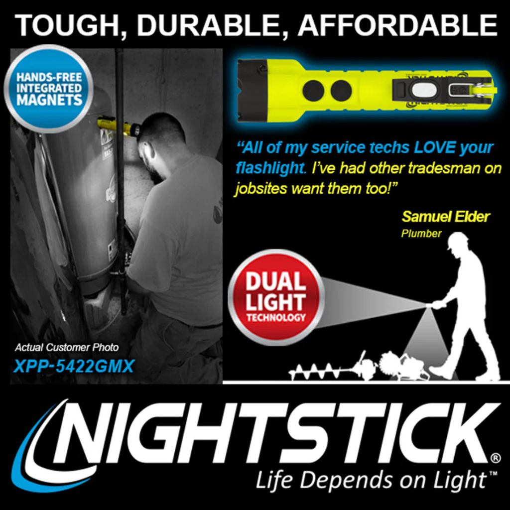 Nightstick Intrinsically Safe Dual-Light Flashlight w/Dual Magnets
