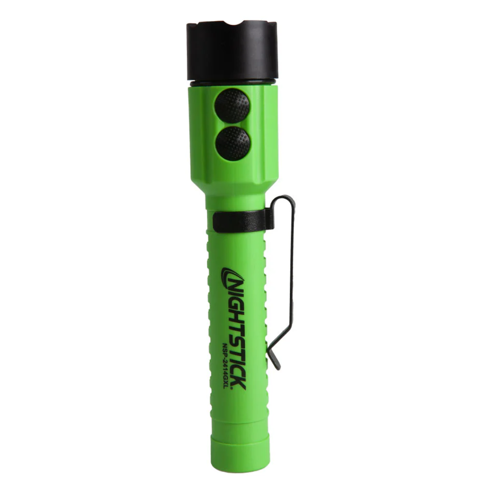 Nightstick LED Flashlight, Dual Mode w/laser, Green, AA Batteries