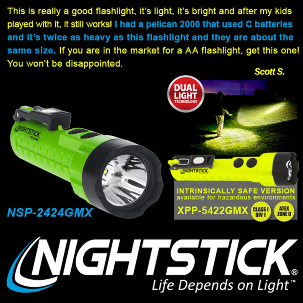 Nightstick Dual-Light Flashlight