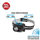 Nightstick LED Headlamp, White Spotlight & Flood Light, AAA Batteries included