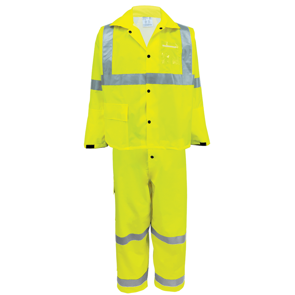 [SA-GLO-1400] FrogWear® HV High-Visibility Self-Extinguishing Yellow/Green Rain Jacket