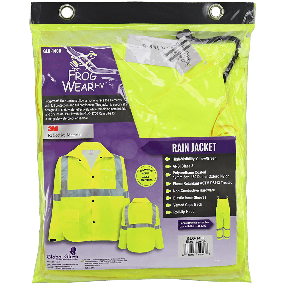 [SA-GLO-1400] FrogWear® HV High-Visibility Self-Extinguishing Yellow/Green Rain Jacket