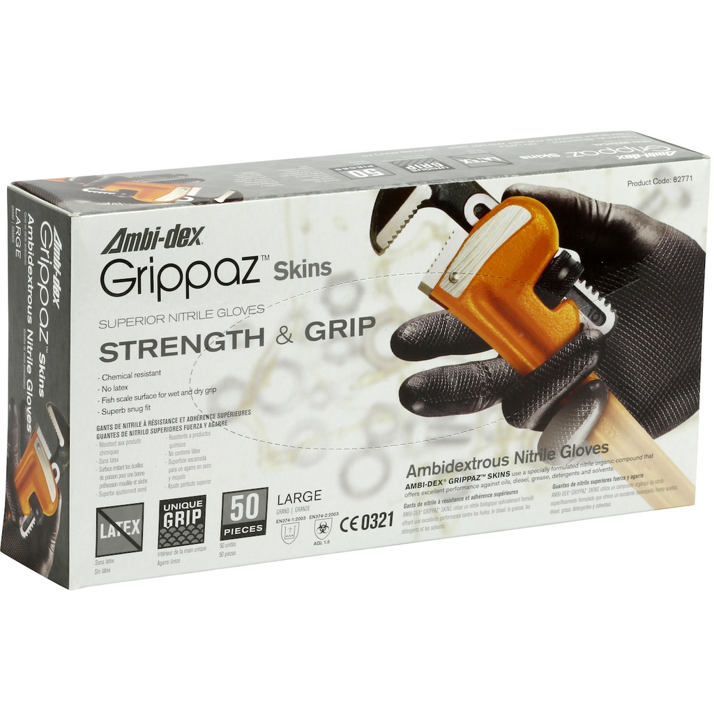 6 Mil Grippaz™ Skins Nitrile Glove with Textured Fish Scale Grip