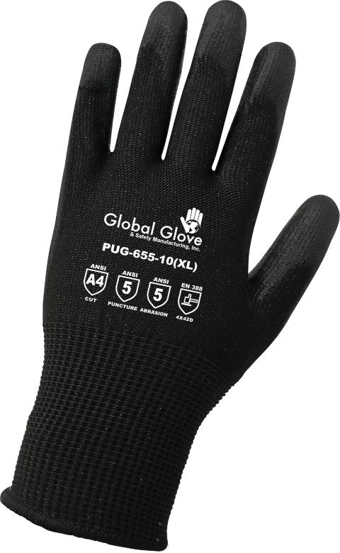 [A-6550-03] 13 Gauge Black PU Coated Cut Resistant A4