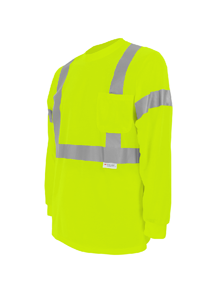 FrogWear® HV Self-Wicking High-Visibility Yellow/Green Long-Sleeved Shirt with Reflective