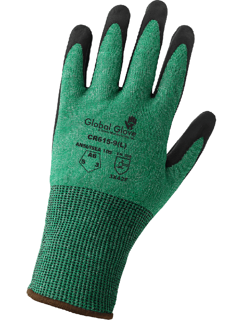 [A-CR615] Green-and-White HPPE Nitrile-Coated A6