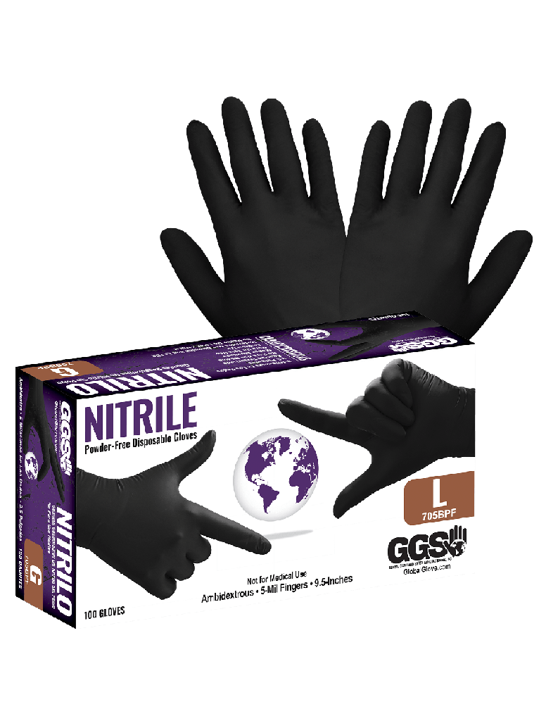 [A-705BPF] 5 Mil Nitrile Disposable Gloves - Powder Free