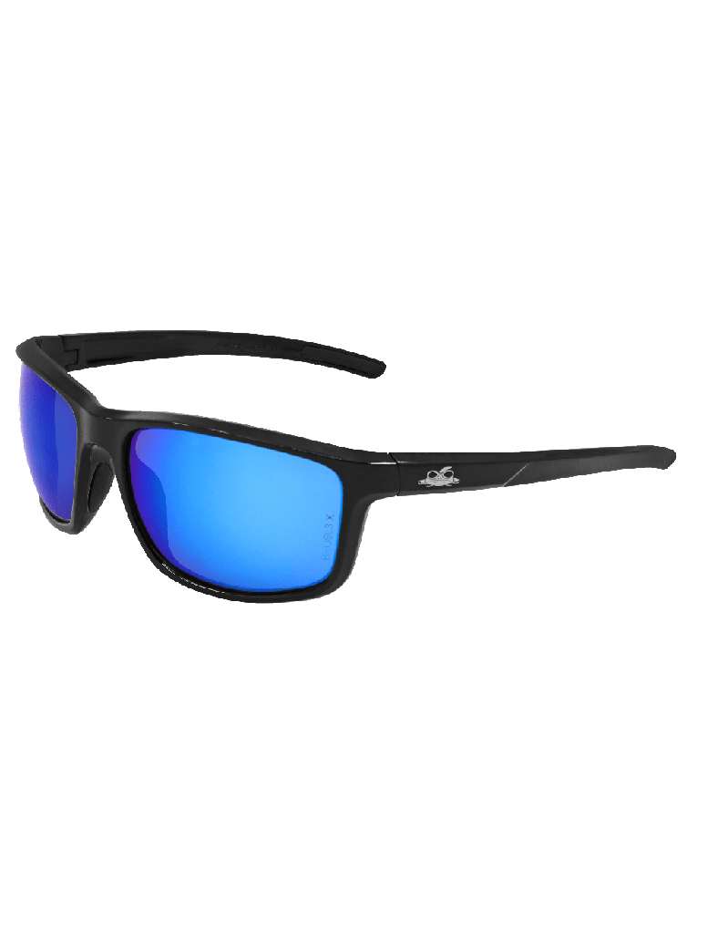 [EP-BH2759PFT] Pompano™ Blue Mirror Performance Fog Technology Lens, Shiny Black Frame Safety Glasses