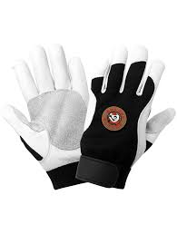 [A-AV3008] Premium-Grade Grain Goatskin Leather Palm Mechanics Style Gloves with an Anti-Shock/Vibration Dampening Palm