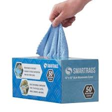 12 X 12 SmartRags, 18 Gram Blue Microfiber Towels, 8 boxes of 50/Case