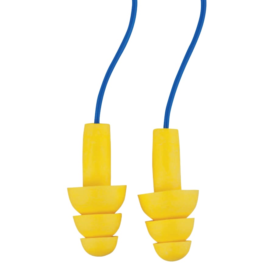 E-A-R™ Ultrafit™ Earplugs, Elastomeric Polymer, Yellow, Corded, Poly Bag