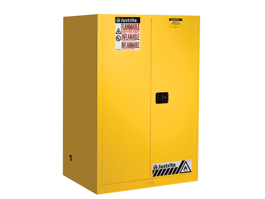 Flammable Storage Cabinet, 90 Gallon, 2 Shelves, 2 Doors, Self Close, Sure-Grip® EX, Yellow
