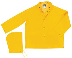 Classic Series Rain Gear PVC/Polyester Material Waterproof Yellow Rain Jacket Detachable Hood