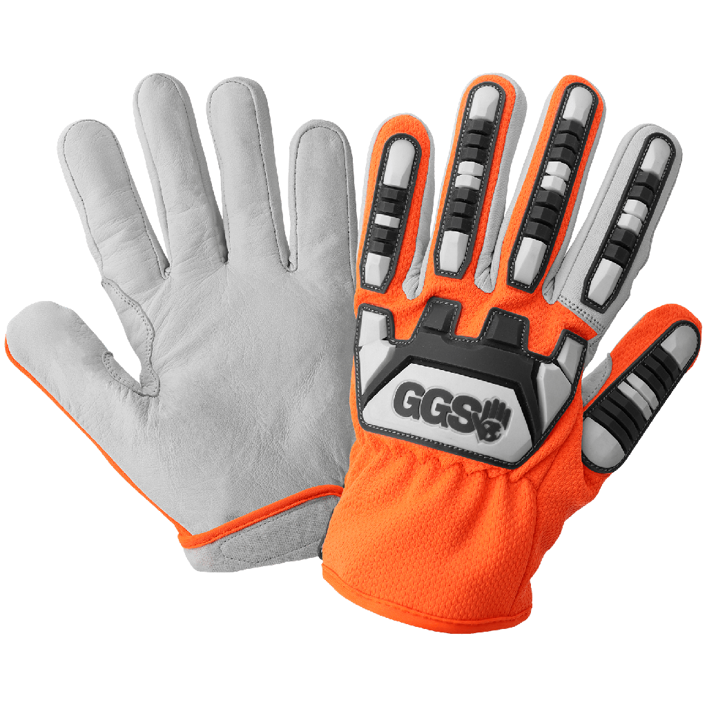 [A-CIA7600] High-Visibility Cut and Impact Resistant Mechanics Style Tuffalene® Gloves with Goatskin Palm - CIA7600