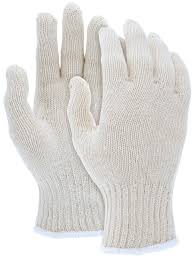 String Knit Work Gloves 7 Gauge Regular Weight 100% Natural Cotton Hemmed Cuff