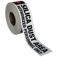 OSHA Danger Plastic Barricade Tape: Silica Dust Hazard Authorized Personnel Only