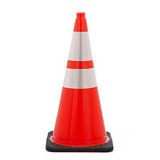 Traffic Cone Orange 28" Wide Body with 6" and 4" Reflective Cone Collars