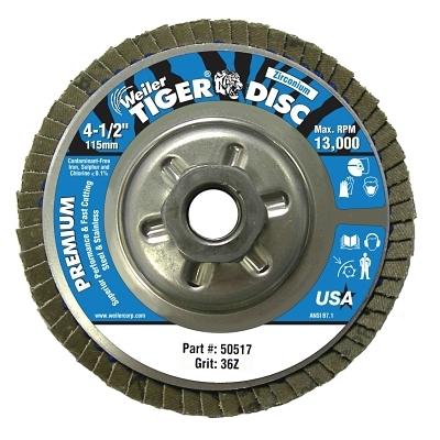 Weiler® Tiger® Disc Angled Style Flap Discs 50517