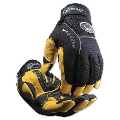 Caiman Gold Grain Leather Palm Gloves