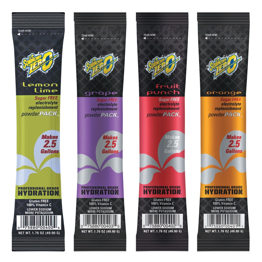 Sqwincher® PowderPack™ ZERO Sugar Free 2.5 gal Yield Powder Mixes