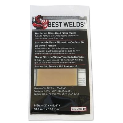 Best Welds Hardened Glass Gold Filter Plates 2 in x 4-1/4 in, Gold