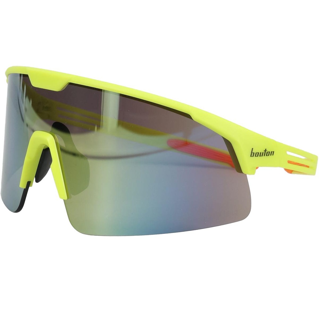 Bouton® Optical Site Boss™ Enhanced Coverage Half-Frame Safety Glasses, with Hi-Vis Green Frame, Silver Mirror Plus PRO Lens, and Anti-Scratch Coating