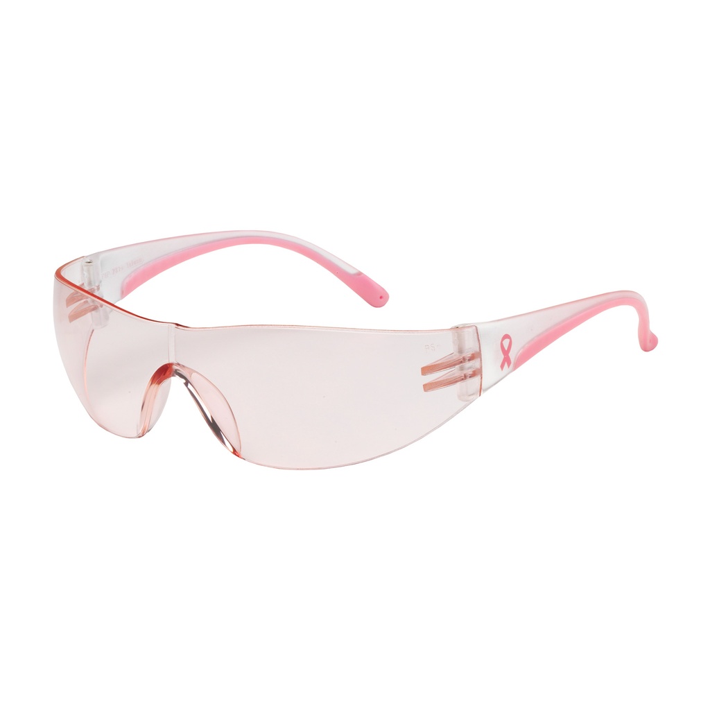 Eva® Rimless Safety Glasses with Clear / Pink Temple, Pink Lens and Anti-Scratch Coating