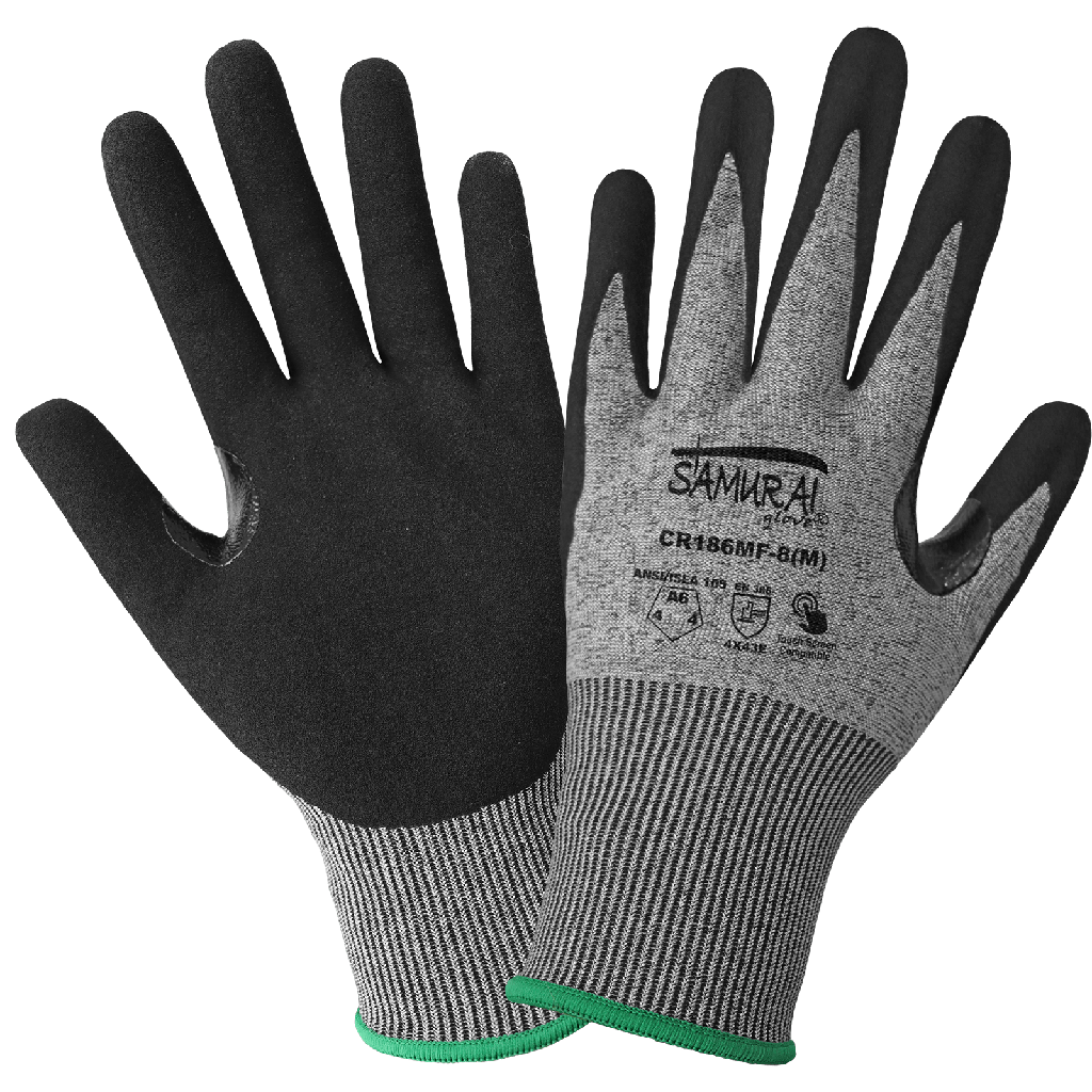 [A-CR186MF] Samurai Glove® Cut Resistant FDA Compliant Nitrile-Coated Tuffalene® Gloves with Touch Screen Fingers