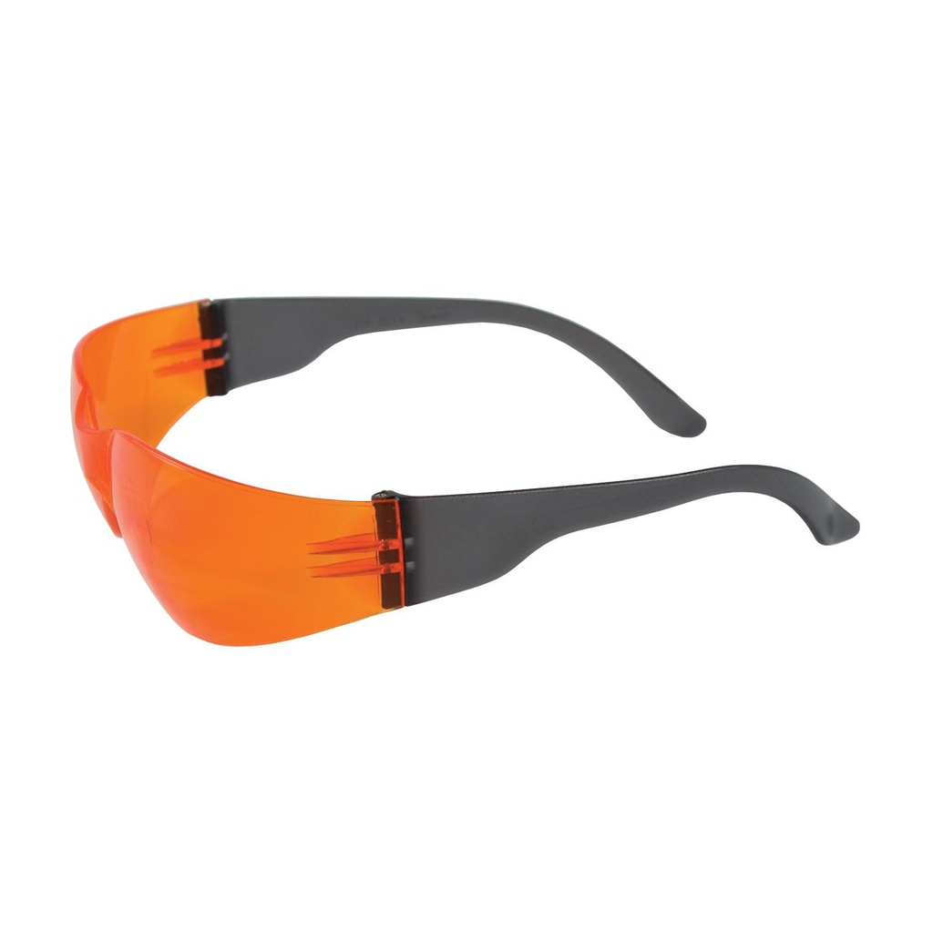 Bouton® Optical Zenon Z12™ Rimless Safety Glasses with Black Temple, Orange Lens and Anti-Scratch Coating