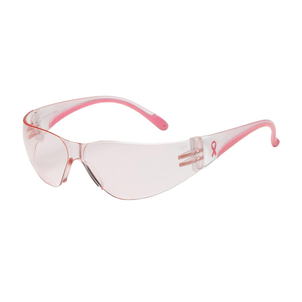 Bouton® Optical Eva® Petite Rimless Safety Glasses with Clear / Pink Temple, Pink Lens and Anti-Scratch Coating