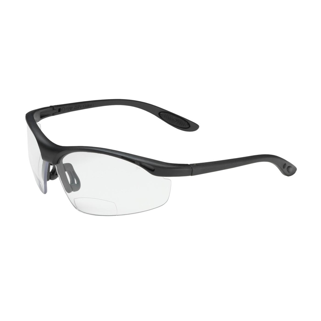 Bouton® Optical Mag Readers™ Semi-Rimless Safety Readers with Black Frame, Clear Lens and Anti-Scratch Coating - +2.50 Diopter