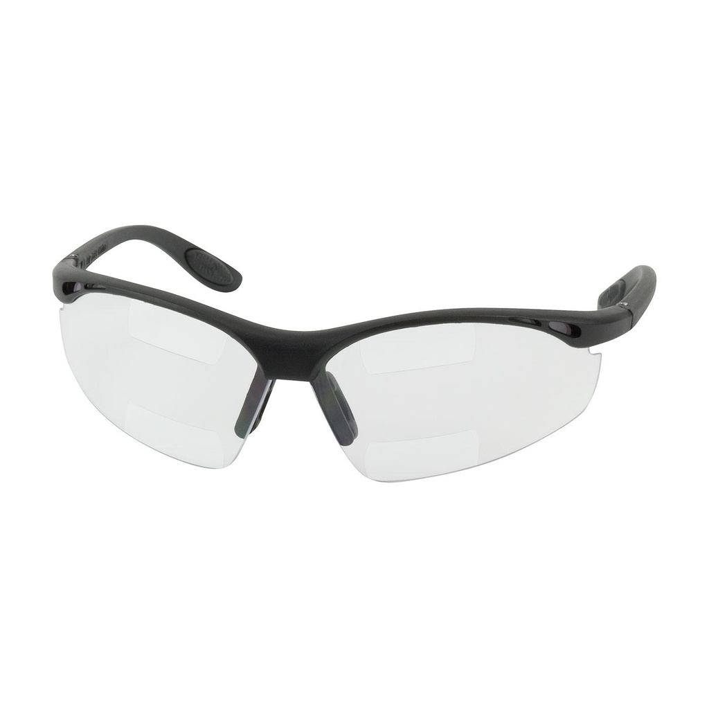 [EP-250-25-2020] Bouton® Optical Double Mag Readers™ Semi-Rimless Safety Readers with Black Frame, Clear Lens and Anti-Scratch / Anti-Fog Coating - Dual +2.00 Diopter