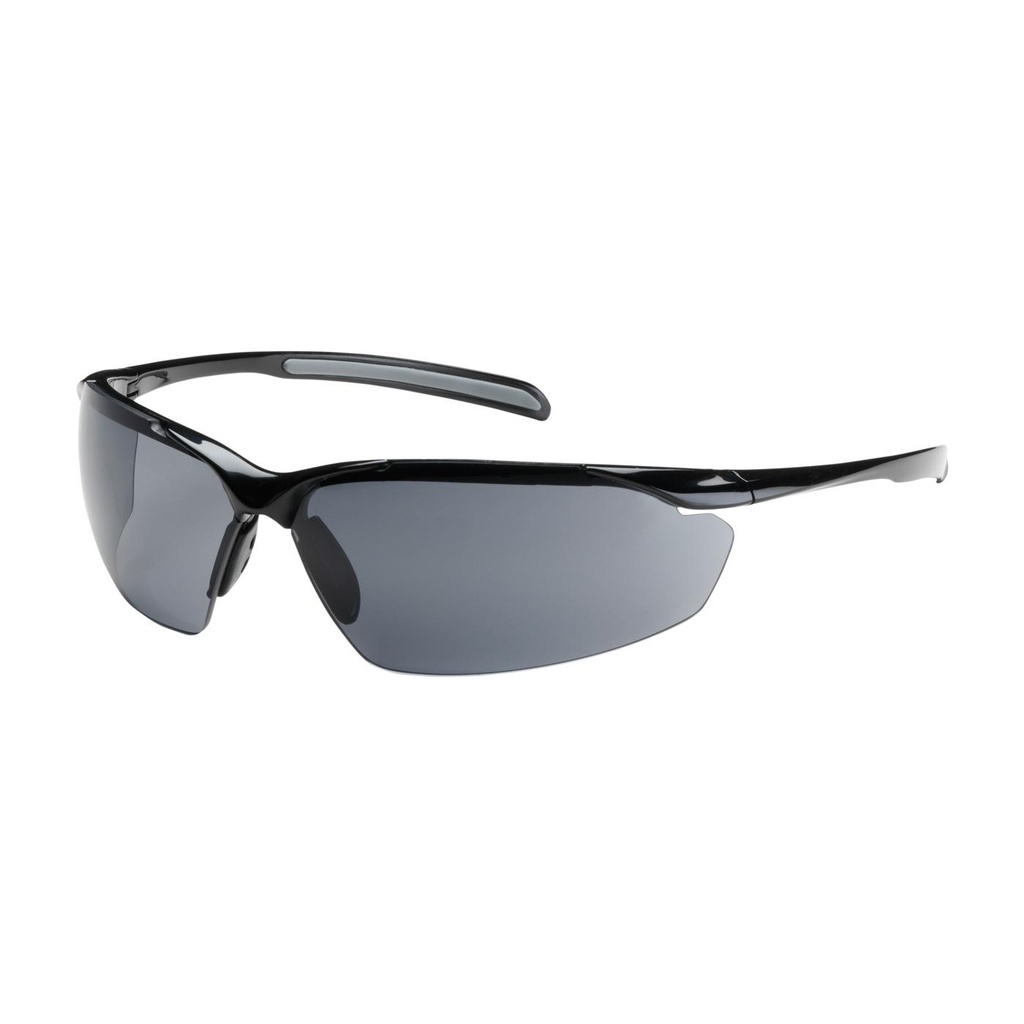 Bouton® Optical Commander™ Semi-Rimless Safety Glasses with Gloss Black Frame, Gray Lens and Anti-Scratch / Anti-Fog Coating