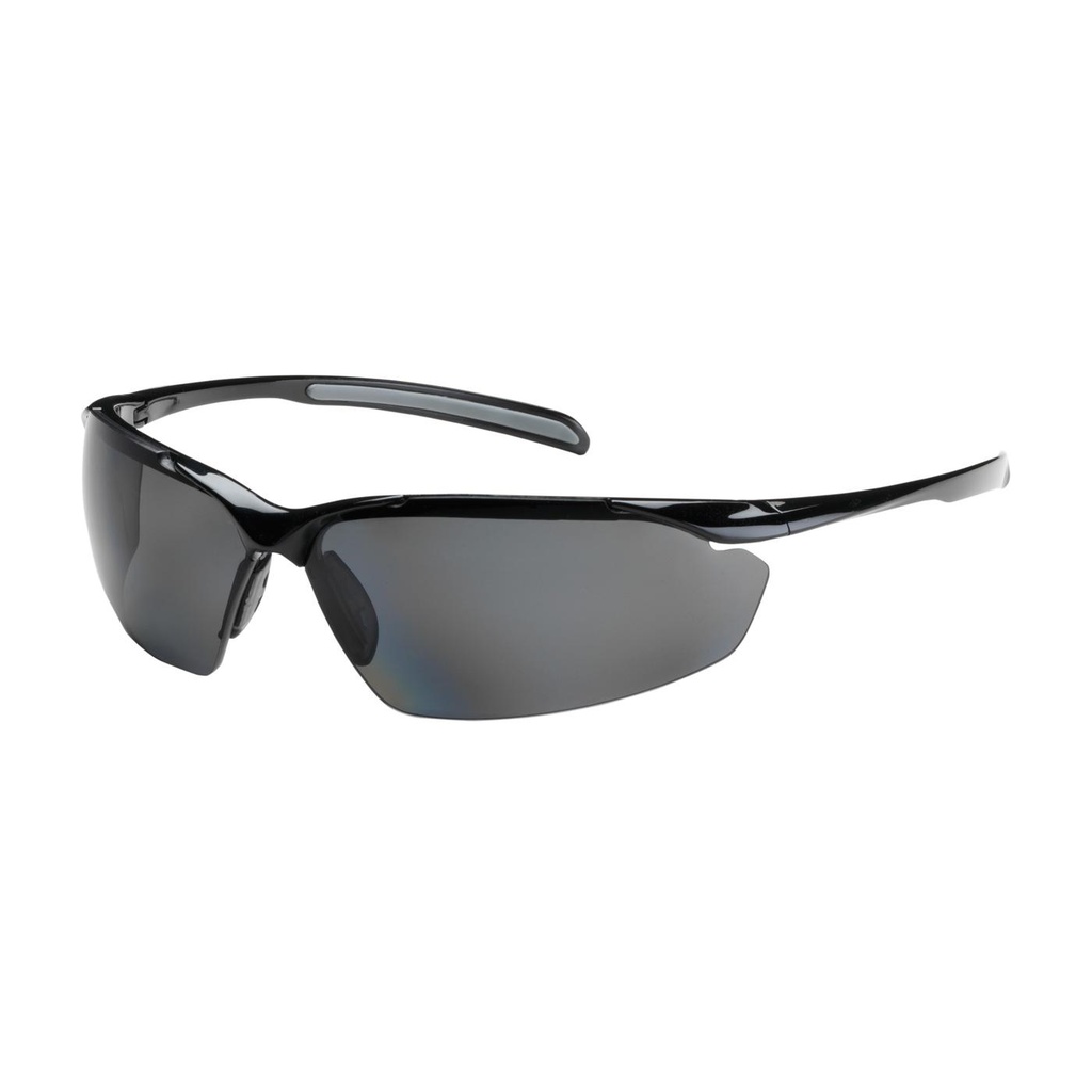 Bouton® Optical Commander™ Semi-Rimless Safety Glasses with Gloss Black Frame, Polarized Gray Lens and Anti-Scratch Coating