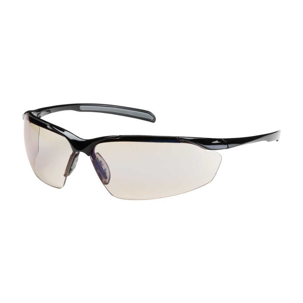 Bouton® Optical Commander™ Semi-Rimless Safety Glasses with Gloss Black Frame, I/O Blue Lens and Anti-Scratch / Anti-Fog Coating