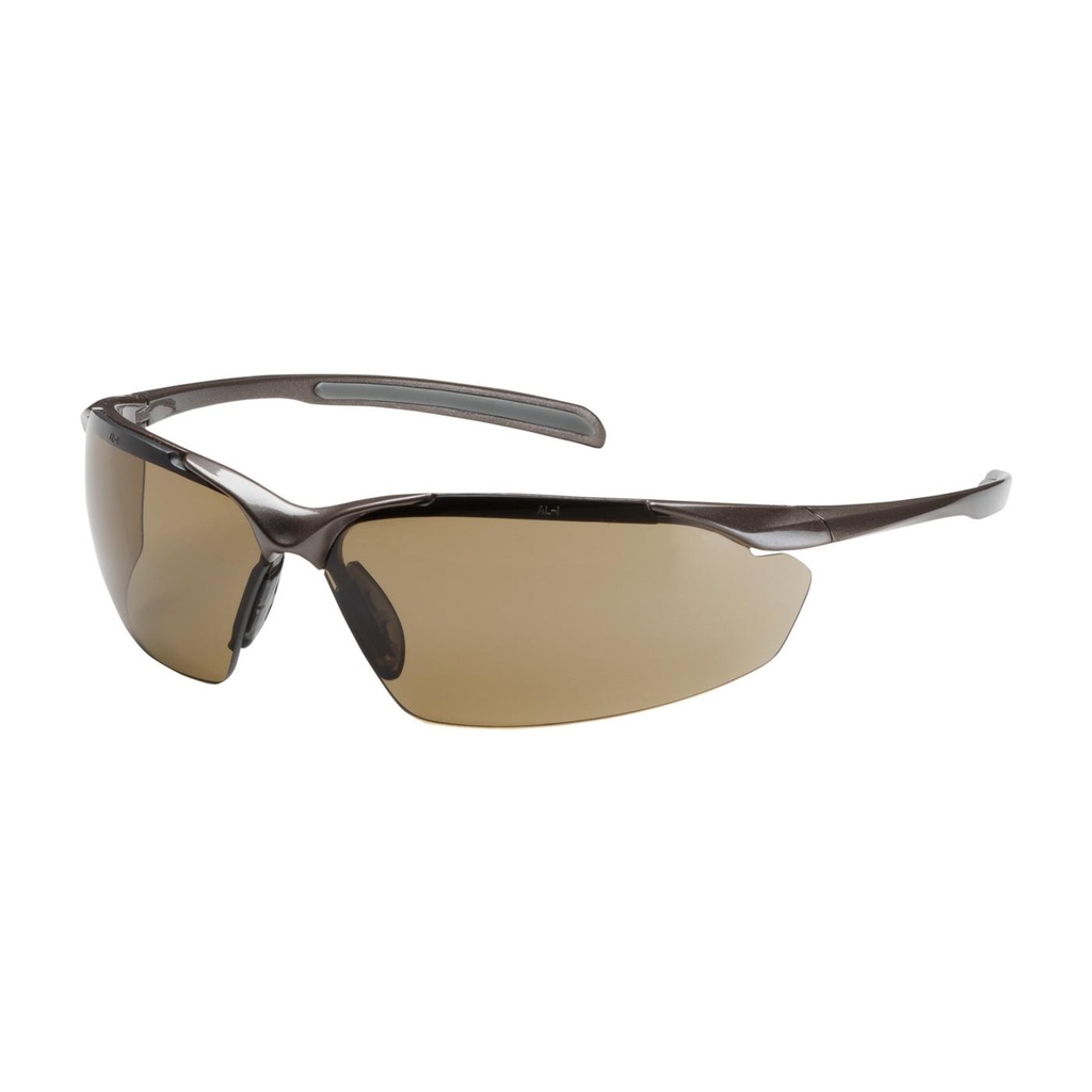 Bouton® Optical Commander™ Semi-Rimless Safety Glasses with Gloss Bronze Frame, Brown Lens and Anti-Scratch / Anti-Fog Coating