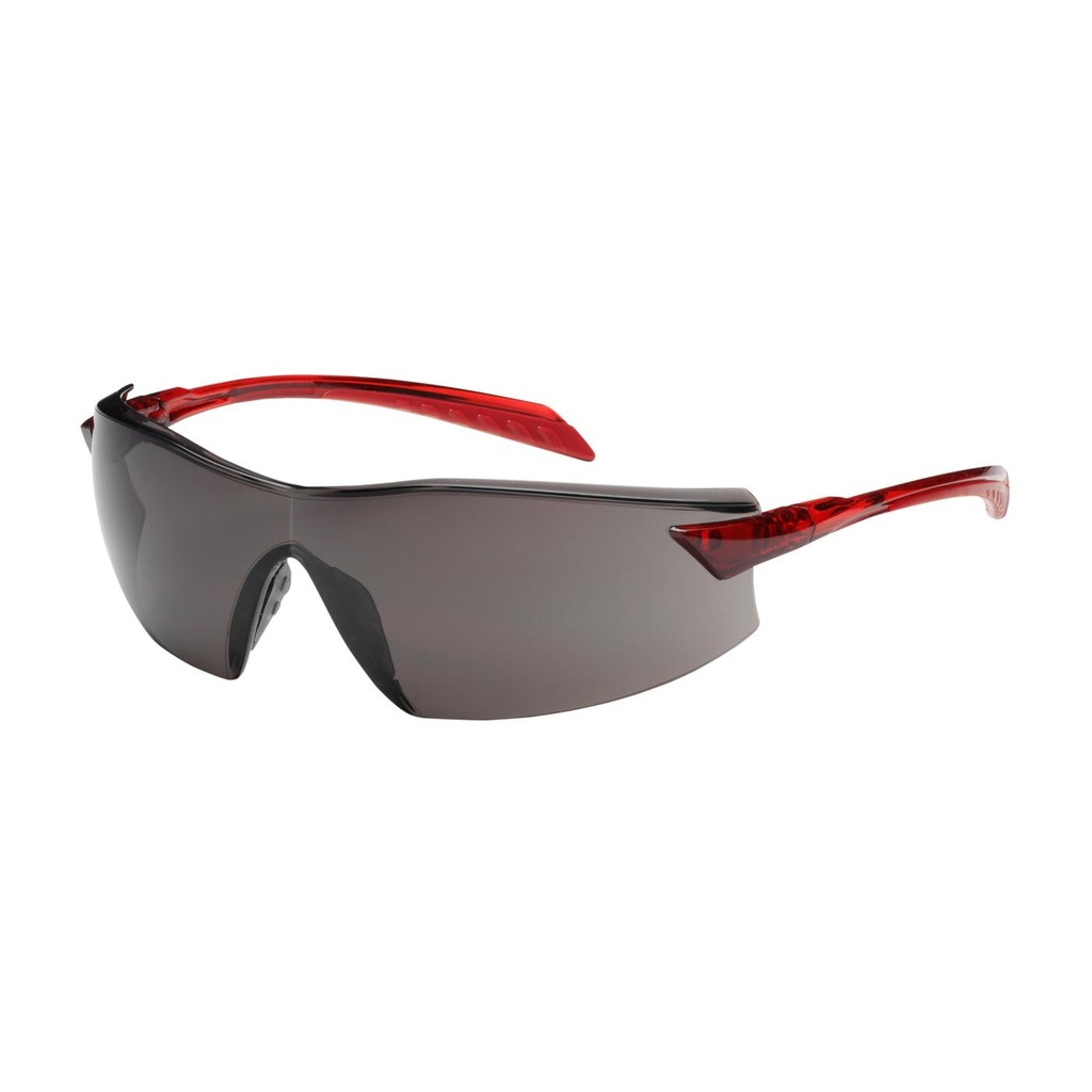Bouton® Optical Radar™ Rimless Safety Glasses with Red Temple, Gray Lens and Anti-Scratch / Anti-Fog Coating
