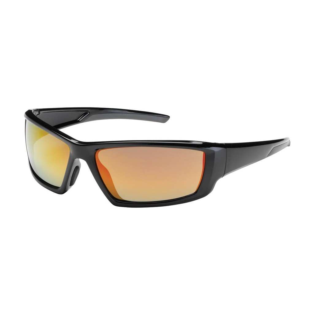 Bouton® Optical Sunburst™ Full Frame Safety Glasses with Black Frame, Red Mirror Plus Lens and Anti-Scratch / Anti-Reflective Coating
