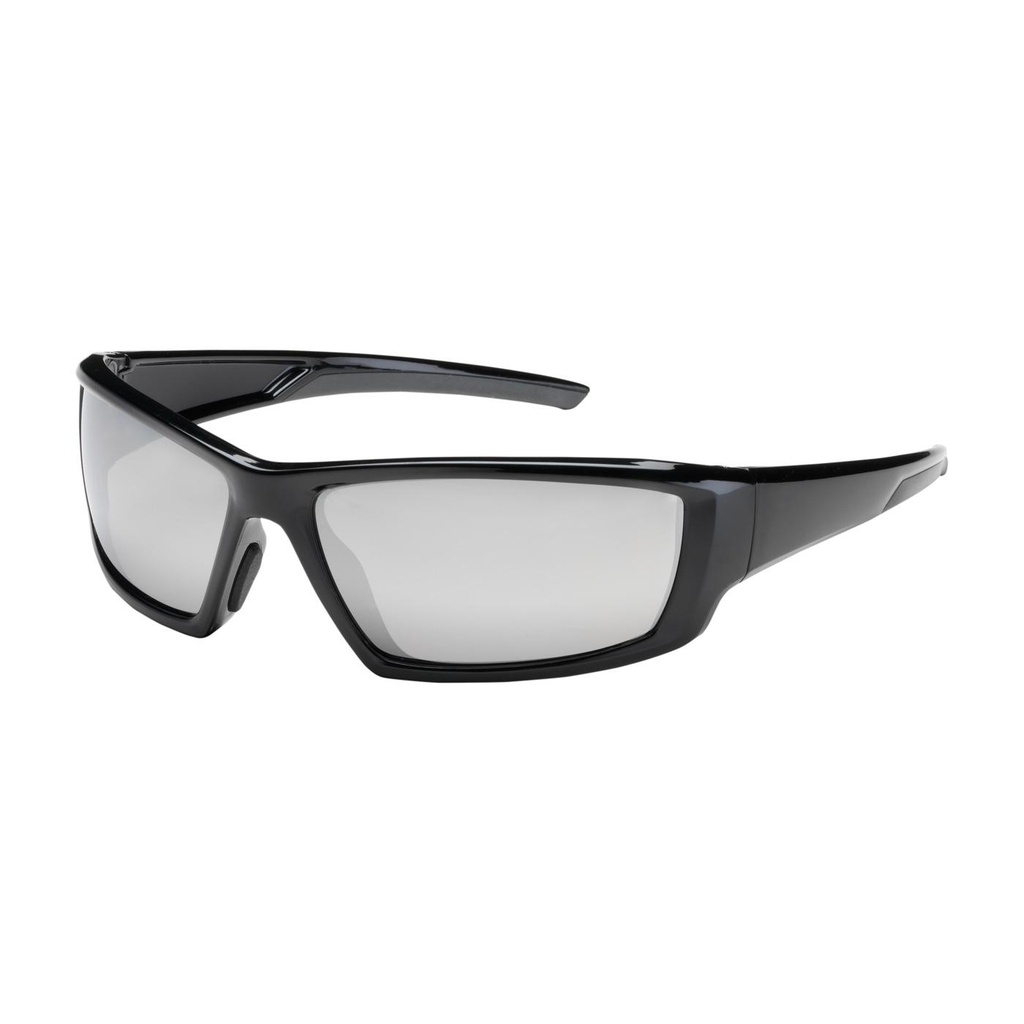 Bouton® Optical Sunburst™ Full Frame Safety Glasses with Black Frame, Silver Mirror Plus Lens and Anti-Scratch / Anti-Reflective Coating