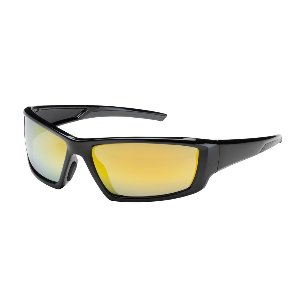 Bouton® Optical Sunburst™ Full Frame Safety Glasses with Black Frame, Gold Mirror Plus Lens and Anti-Scratch / Anti-Reflective Coating
